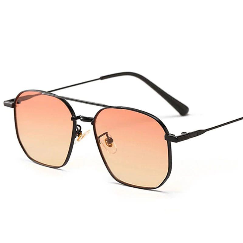 Vintage Double Bridge Metal Sunglasses with UV400 Protection - Chic Square Shades - Lucid Fantasy 