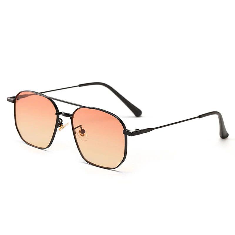 Vintage Double Bridge Metal Sunglasses with UV400 Protection - Chic Square Shades - Lucid Fantasy 