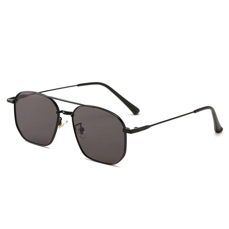 Vintage Double Bridge Metal Sunglasses with UV400 Protection - Chic Square Shades - Lucid Fantasy 