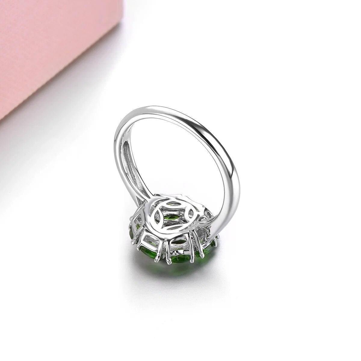 Vintage Elegance: Chrome Diopside & Tanzanite Sterling Silver Ring - 1.5 Carats - Lucid Fantasy 