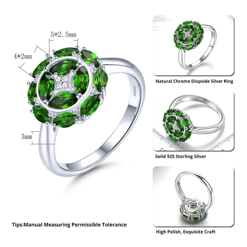 Vintage Elegance: Chrome Diopside & Tanzanite Sterling Silver Ring - 1.5 Carats - Lucid Fantasy 