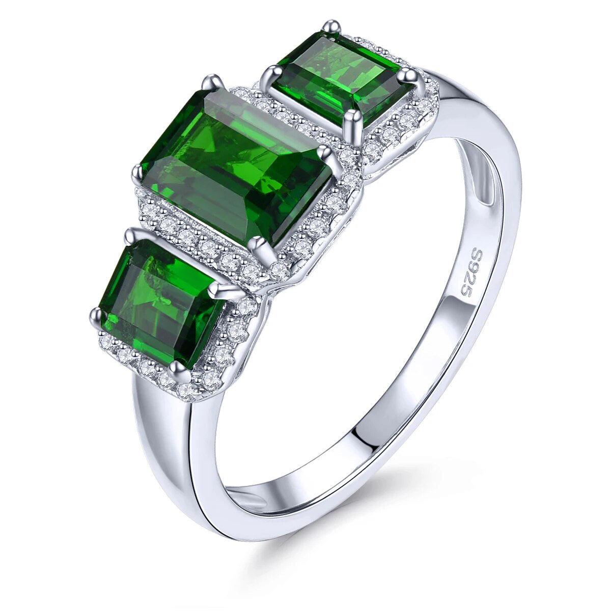 Vintage Elegance Natural Chrome Diopside Sterling Silver Ring - 1.8 Carats Authentic Gemstone Fine Jewelry - Lucid Fantasy 