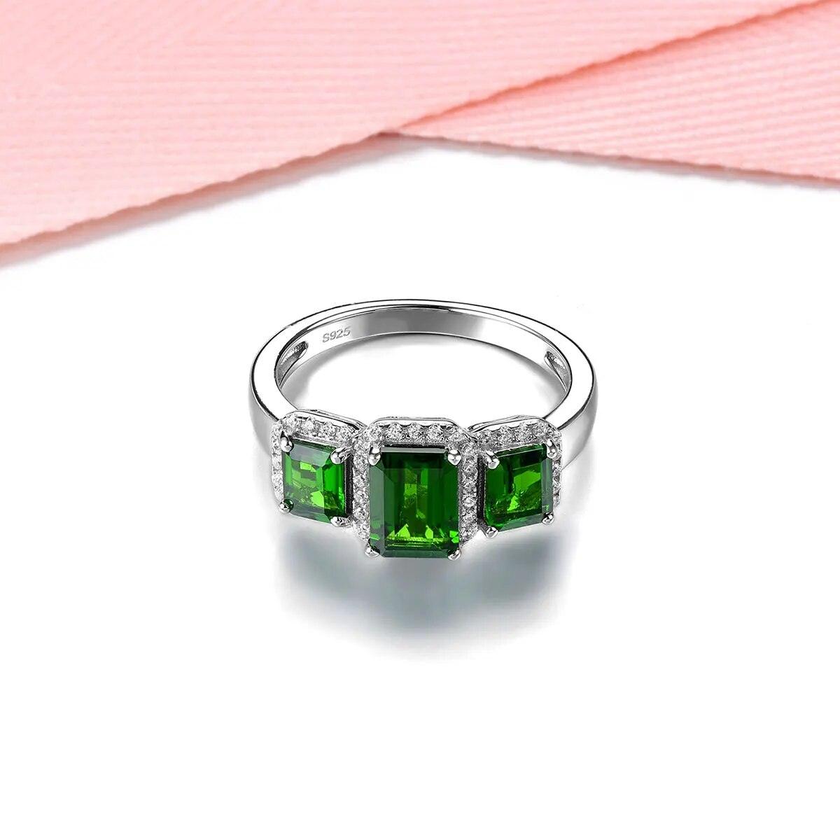 Vintage Elegance Natural Chrome Diopside Sterling Silver Ring - 1.8 Carats Authentic Gemstone Fine Jewelry - Lucid Fantasy 