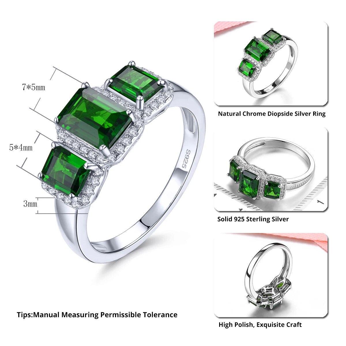 Vintage Elegance Natural Chrome Diopside Sterling Silver Ring - 1.8 Carats Authentic Gemstone Fine Jewelry - Lucid Fantasy 