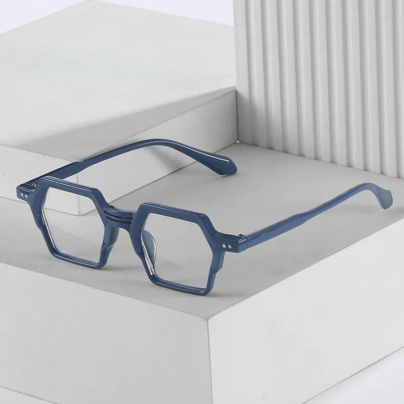 Vintage Hexagon Blue Light Blocking Glasses with Rivet Details - Lucid Fantasy 