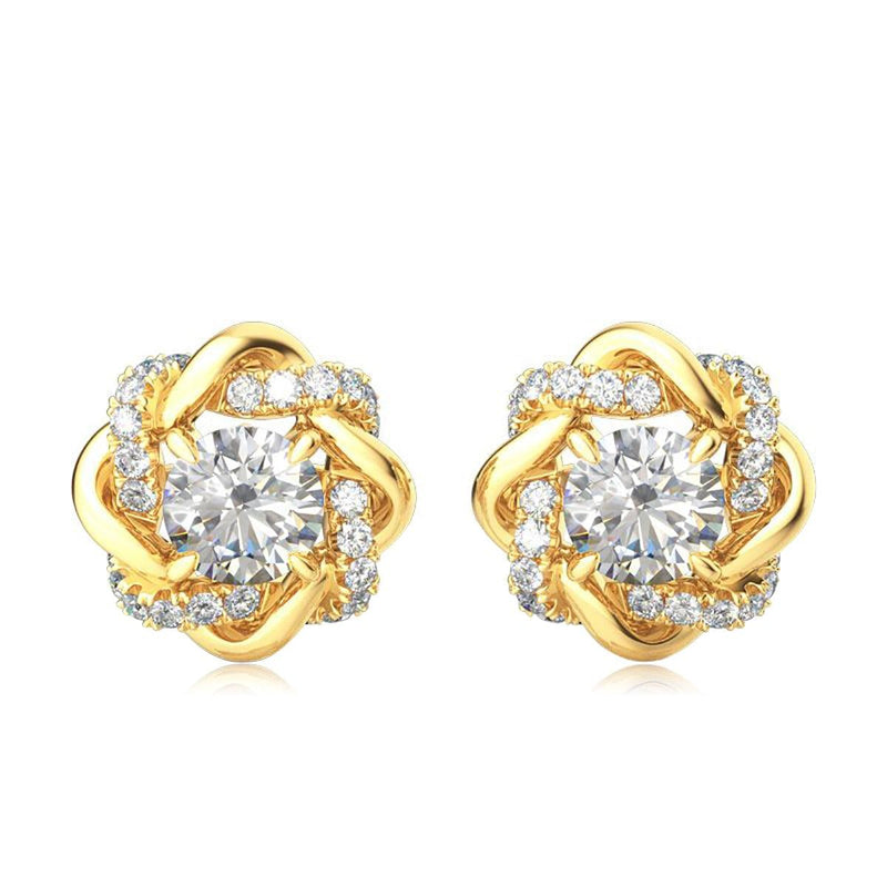 Vintage-Inspired 2 Ct. Moissanite Halo Stud Earrings in Sterling Silver - Lucid Fantasy 