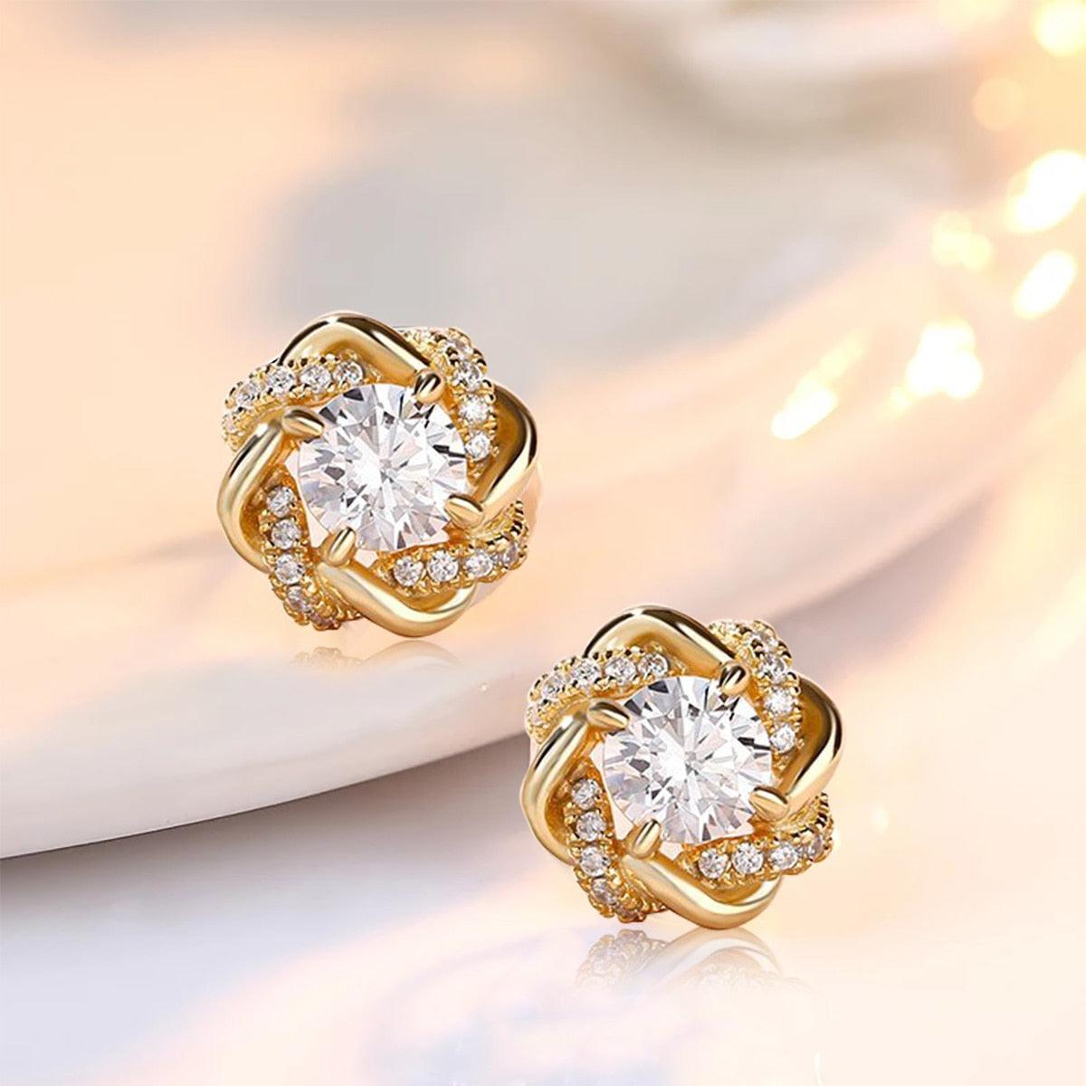 Vintage-Inspired 2 Ct. Moissanite Halo Stud Earrings in Sterling Silver - Lucid Fantasy 