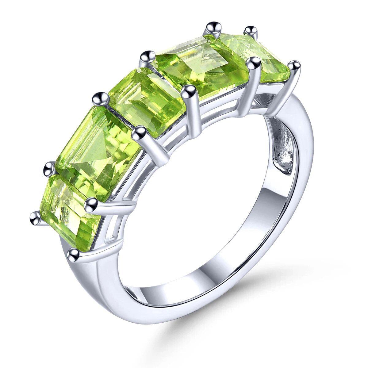 Vintage-Inspired 4.3 Carat Natural Peridot Sterling Silver Ring - Timeless Classic S925 Fine Jewelry - Lucid Fantasy 