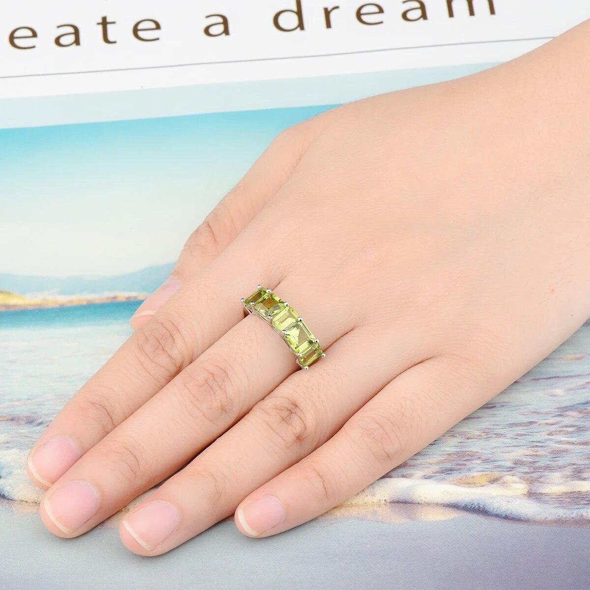 Vintage-Inspired 4.3 Carat Natural Peridot Sterling Silver Ring - Timeless Classic S925 Fine Jewelry - Lucid Fantasy 