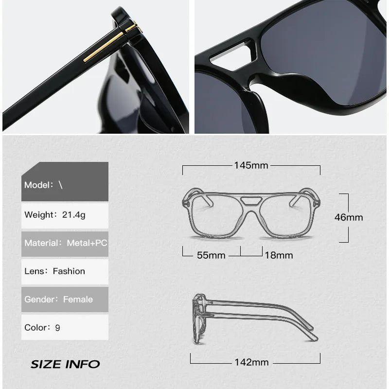 Vintage Inspired Double Bridge Square Shades with UV400 Eye Protection – Trendy Fashion Sunglasses - Lucid Fantasy 