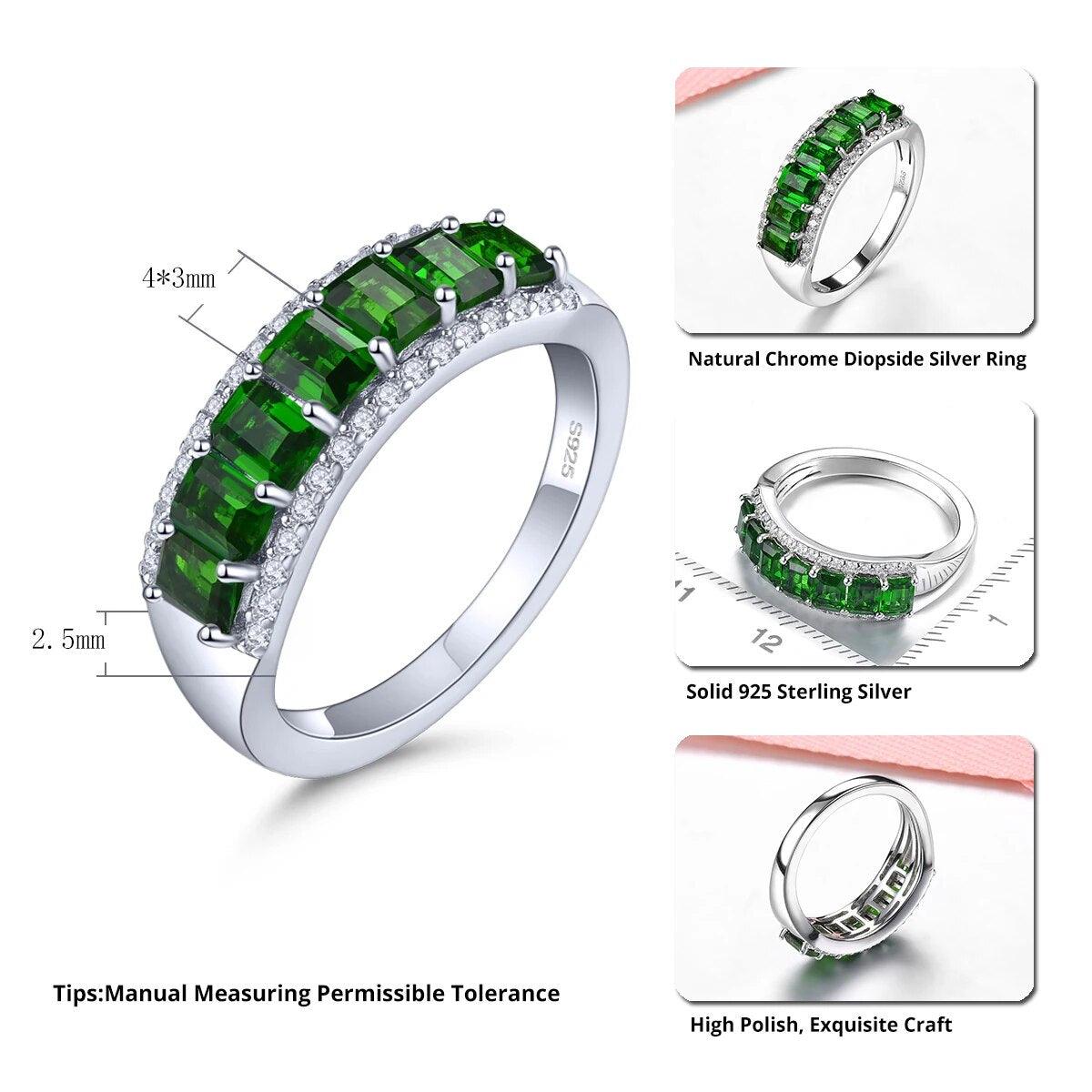 Vintage-Inspired Natural Chrome Diopside Silver Ring with 1.6 Carats of Vivid Green Elegance - Lucid Fantasy 