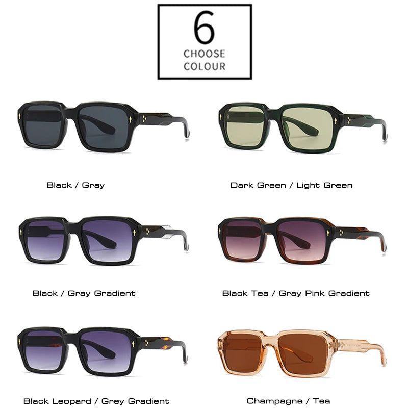 Vintage-Inspired Riveted Square Lens Sunglasses - Trendy UV Protection Shades - Lucid Fantasy 