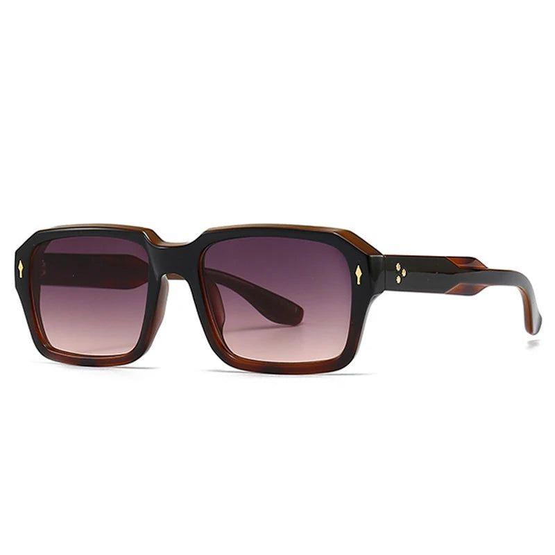 Vintage-Inspired Riveted Square Lens Sunglasses - Trendy UV Protection Shades - Lucid Fantasy 