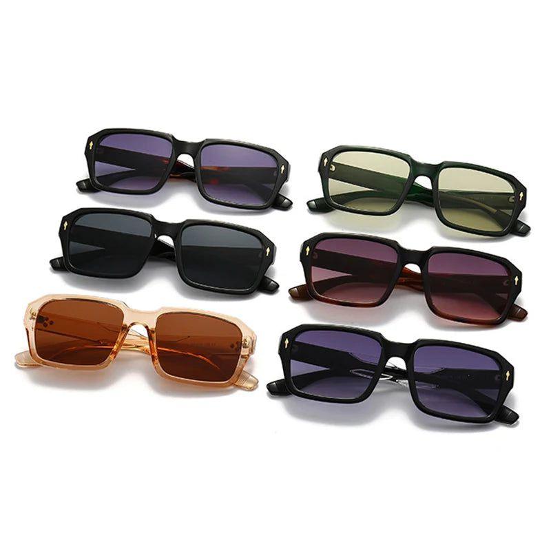 Vintage-Inspired Riveted Square Lens Sunglasses - Trendy UV Protection Shades - Lucid Fantasy 