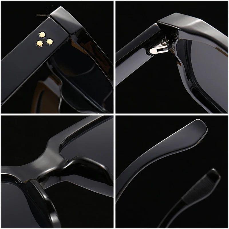 Vintage-Inspired Riveted Square Lens Sunglasses - Trendy UV Protection Shades - Lucid Fantasy 