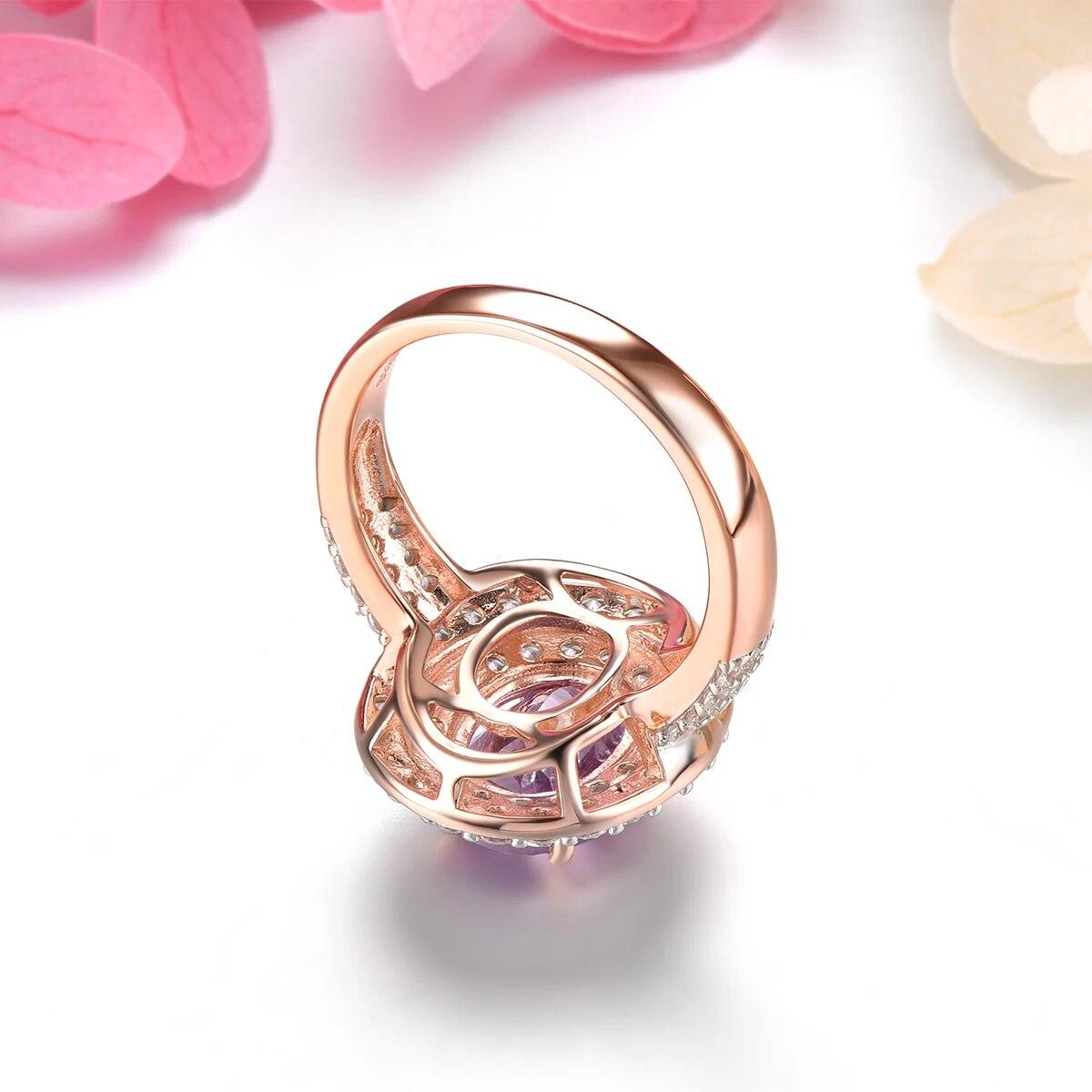 Vintage-Inspired Rose Gold Plated Natural Pink Amethyst Sterling Silver Ring - 2.6 Carats of Elegance - Lucid Fantasy 