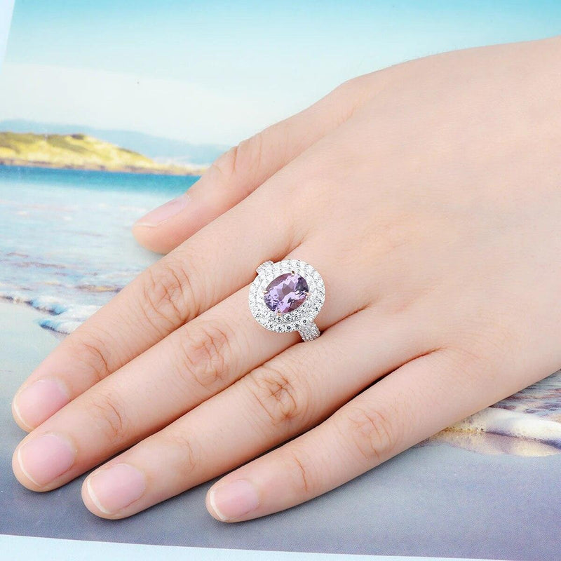 Vintage-Inspired Rose Gold Plated Natural Pink Amethyst Sterling Silver Ring - 2.6 Carats of Elegance - Lucid Fantasy 