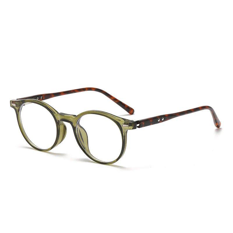 Vintage Inspired Round Anti-Blue Light Glasses with Riveted Frame and Clear Lenses - Lucid Fantasy 