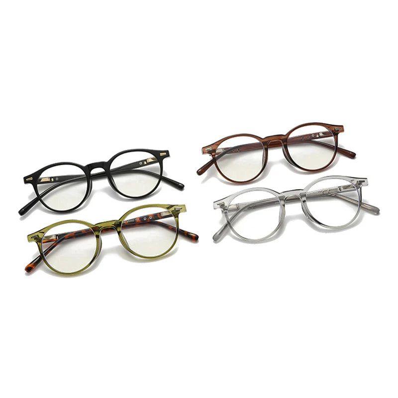 Vintage Inspired Round Anti-Blue Light Glasses with Riveted Frame and Clear Lenses - Lucid Fantasy 