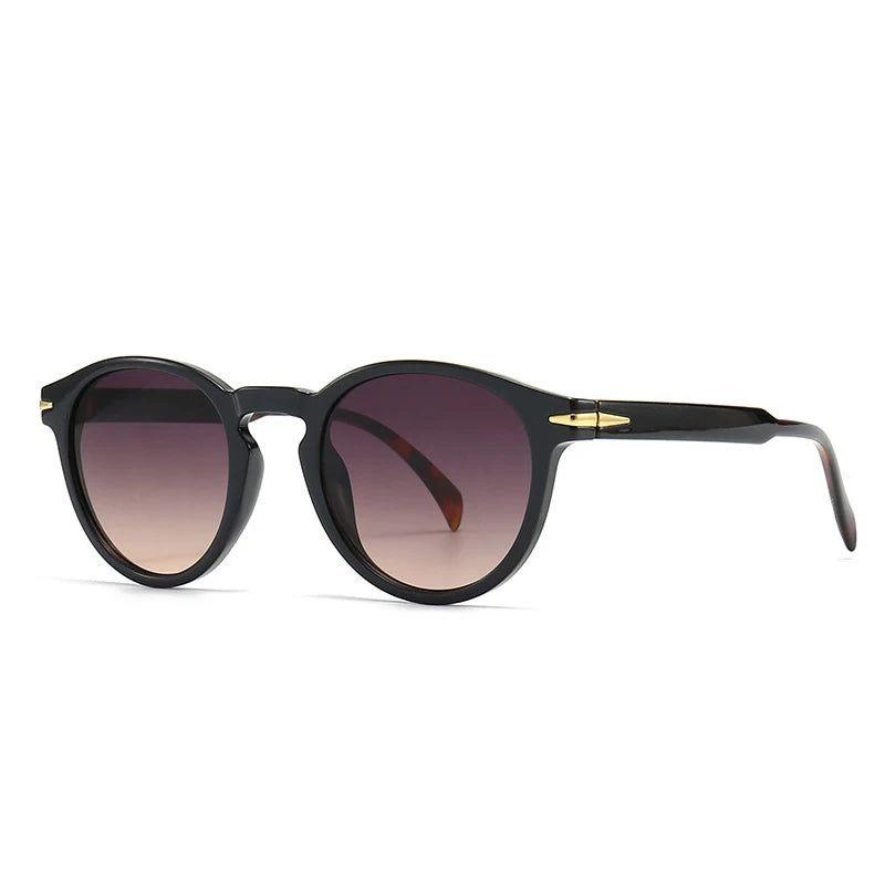 Vintage-Inspired Round Sunglasses with Rivet Accents and UV400 Protection - Lucid Fantasy 