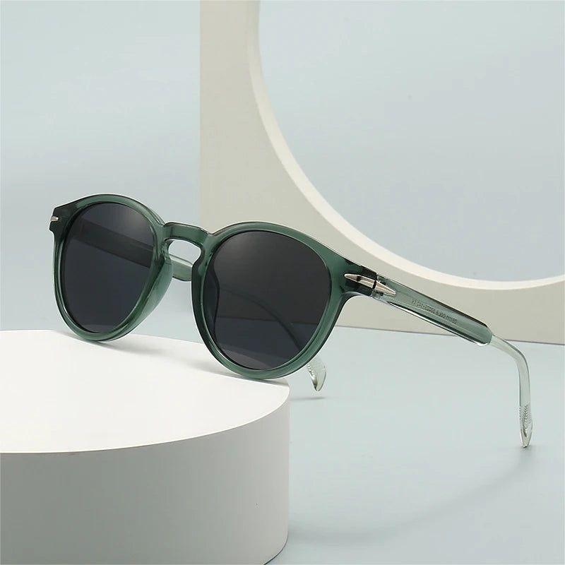 Vintage-Inspired Round Sunglasses with Rivet Accents and UV400 Protection - Lucid Fantasy 