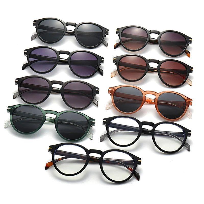 Vintage-Inspired Round Sunglasses with Rivet Accents and UV400 Protection - Lucid Fantasy 