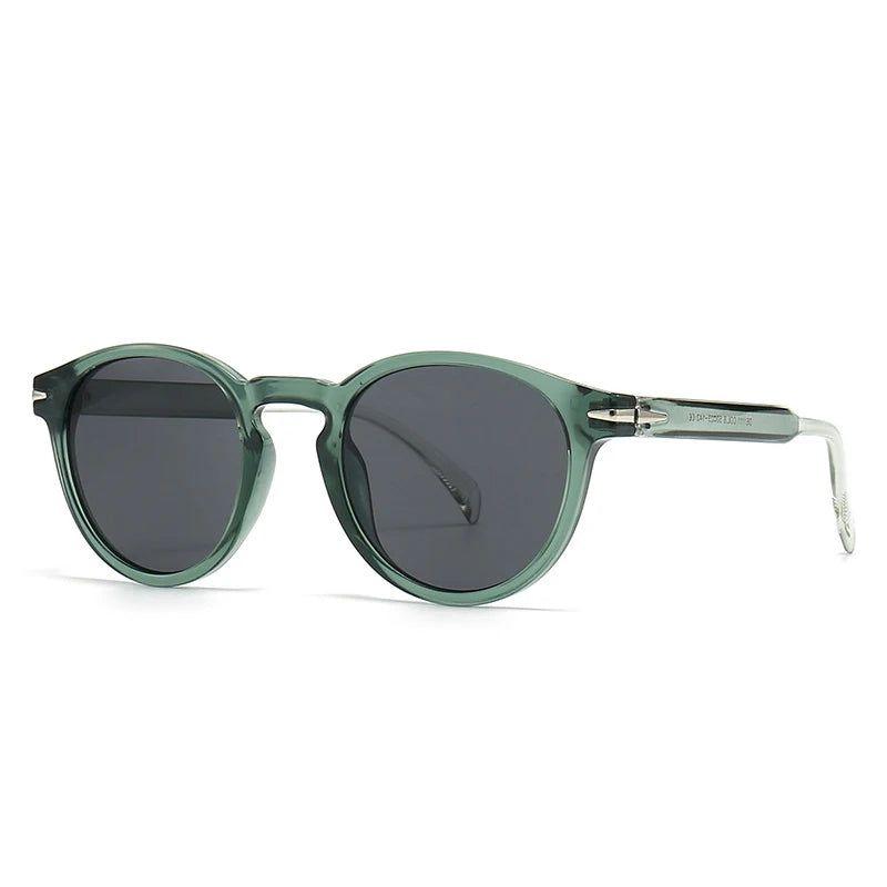 Vintage-Inspired Round Sunglasses with Rivet Accents and UV400 Protection - Lucid Fantasy 