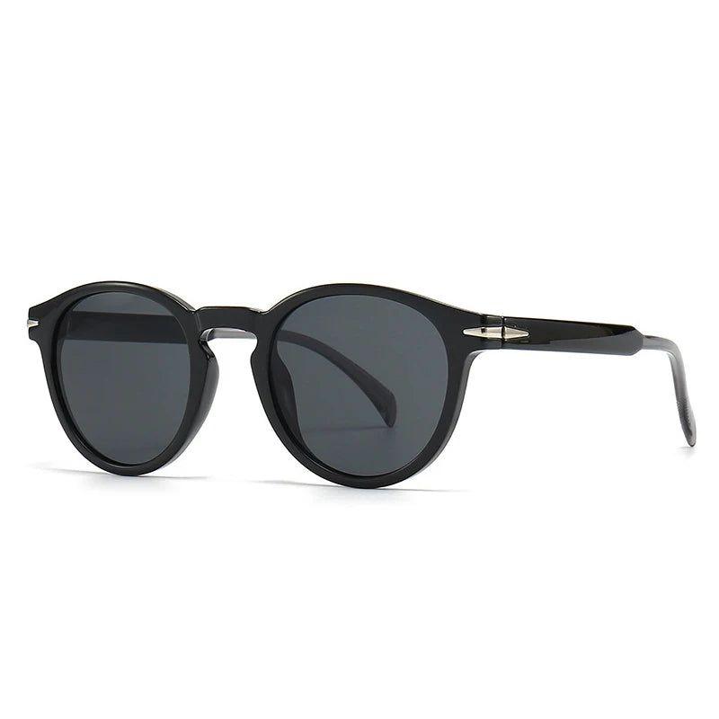 Vintage-Inspired Round Sunglasses with Rivet Accents and UV400 Protection - Lucid Fantasy 