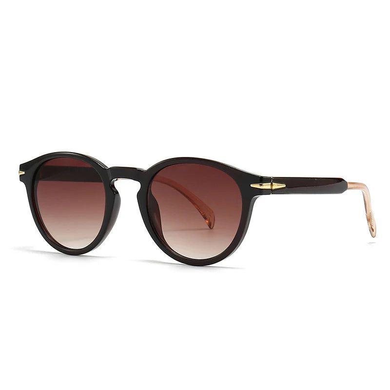 Vintage-Inspired Round Sunglasses with Rivet Accents and UV400 Protection - Lucid Fantasy 