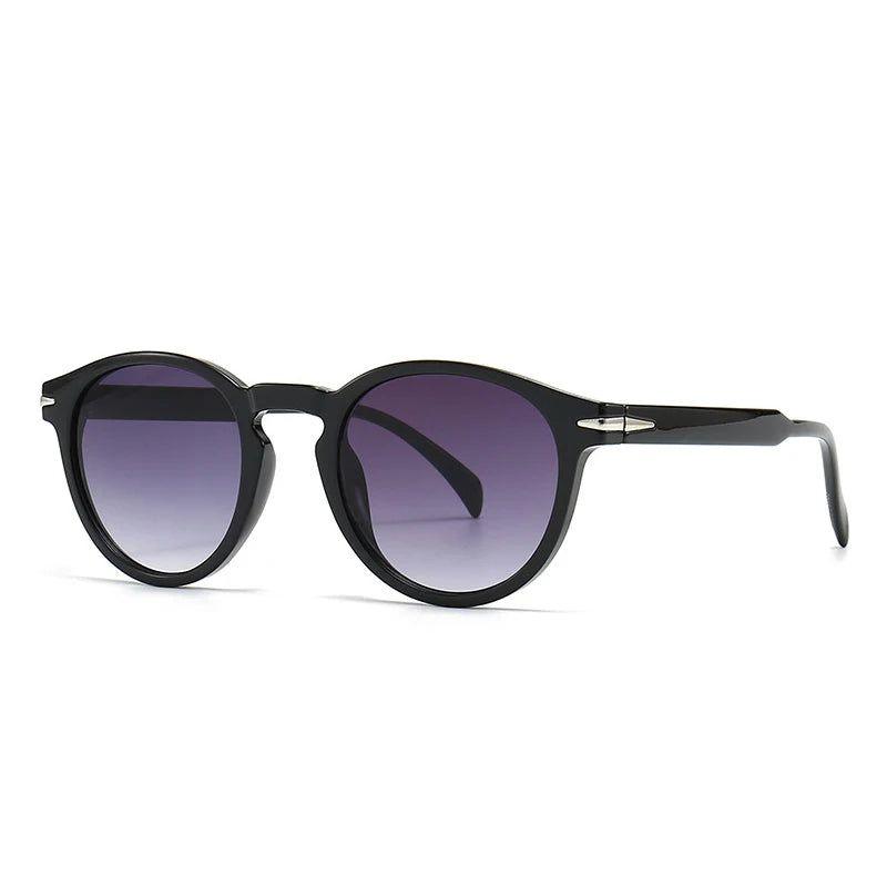 Vintage-Inspired Round Sunglasses with Rivet Accents and UV400 Protection - Lucid Fantasy 