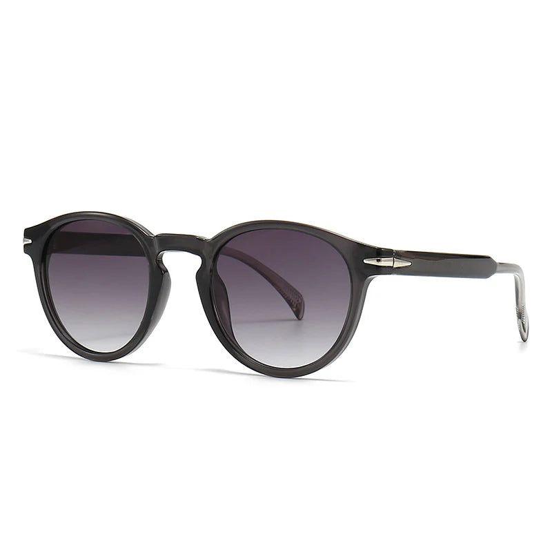 Vintage-Inspired Round Sunglasses with Rivet Accents and UV400 Protection - Lucid Fantasy 