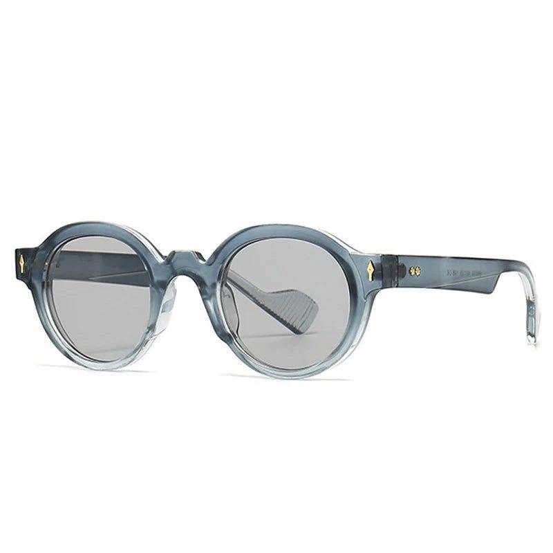 Vintage-Inspired Round UV400 Sunglasses with Gradient Lenses and Punk Rivet Accents - Lucid Fantasy 