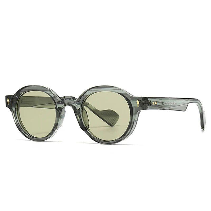 Vintage-Inspired Round UV400 Sunglasses with Gradient Lenses and Punk Rivet Accents - Lucid Fantasy 