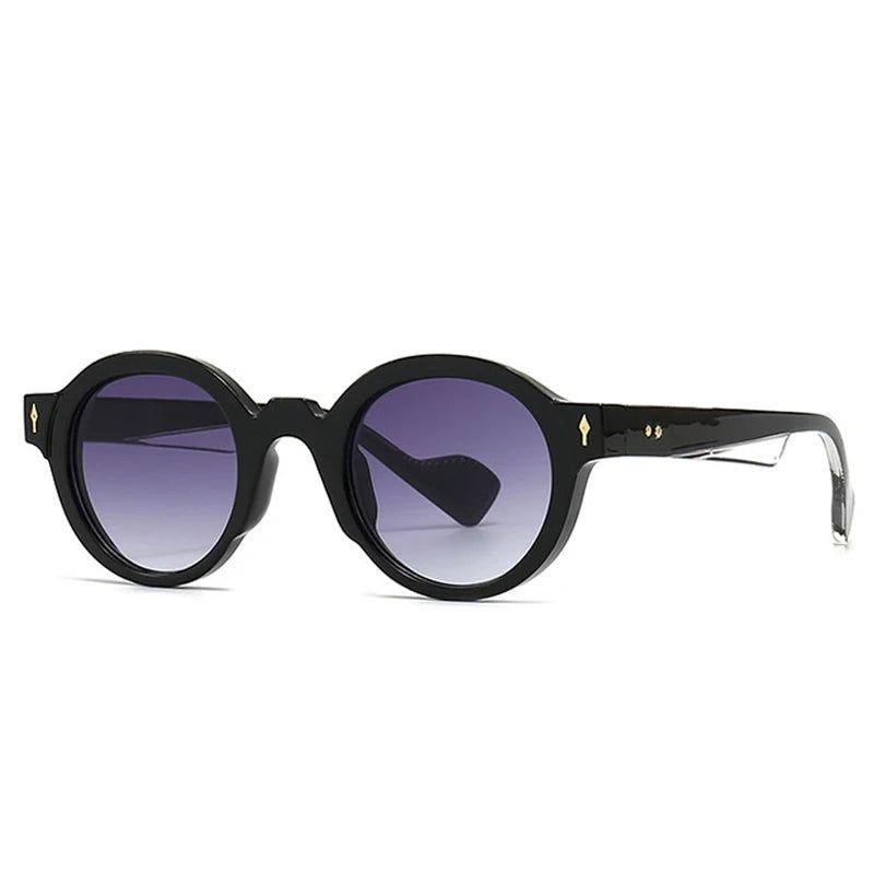 Vintage-Inspired Round UV400 Sunglasses with Gradient Lenses and Punk Rivet Accents - Lucid Fantasy 