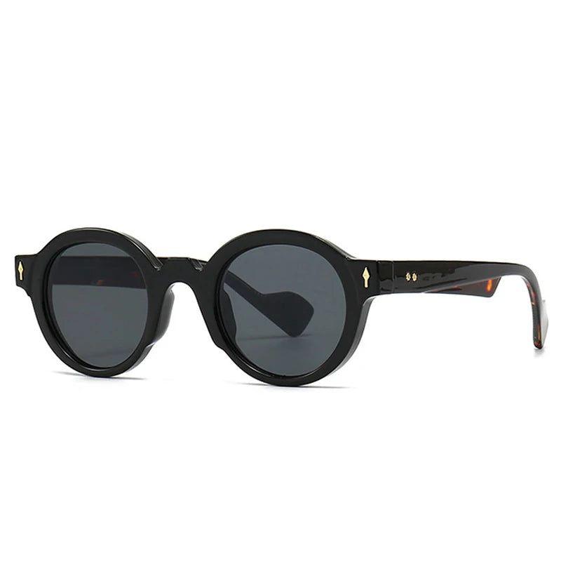 Vintage-Inspired Round UV400 Sunglasses with Gradient Lenses and Punk Rivet Accents - Lucid Fantasy 