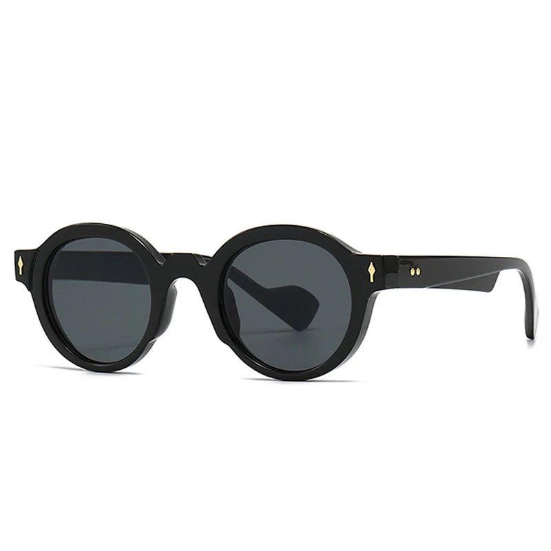 Vintage-Inspired Round UV400 Sunglasses with Gradient Lenses and Punk Rivet Accents - Lucid Fantasy 