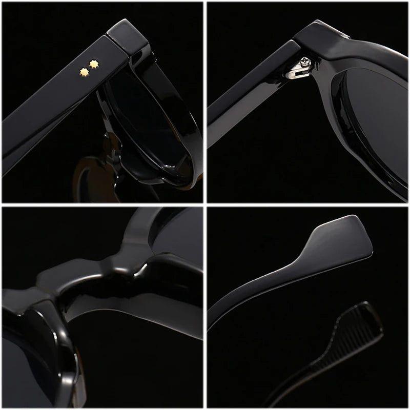 Vintage-Inspired Round UV400 Sunglasses with Gradient Lenses and Punk Rivet Accents - Lucid Fantasy 