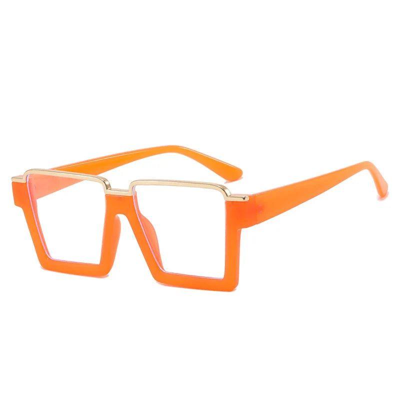 Vintage-Inspired Semi-Metal Square Anti-Blue Light Glasses with Clear Lenses - Lucid Fantasy 