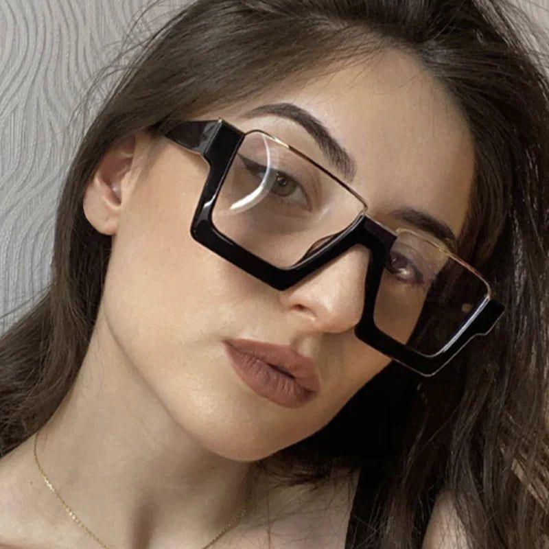 Vintage-Inspired Semi-Metal Square Anti-Blue Light Glasses with Clear Lenses - Lucid Fantasy 