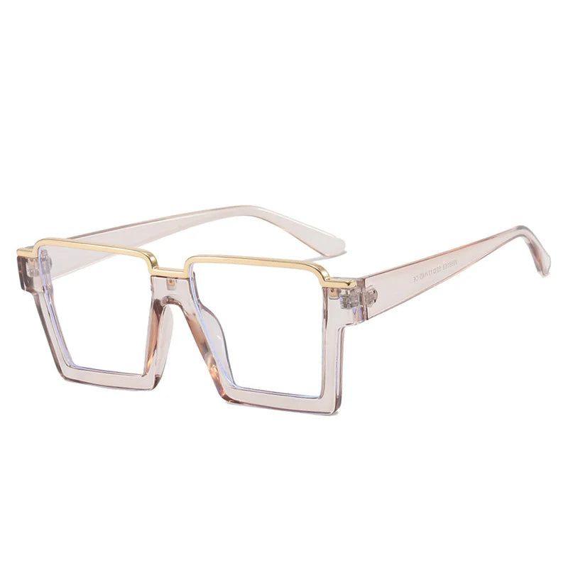 Vintage-Inspired Semi-Metal Square Anti-Blue Light Glasses with Clear Lenses - Lucid Fantasy 