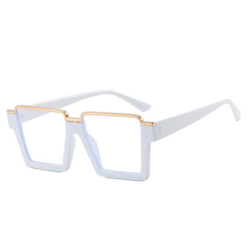 Vintage-Inspired Semi-Metal Square Anti-Blue Light Glasses with Clear Lenses - Lucid Fantasy 