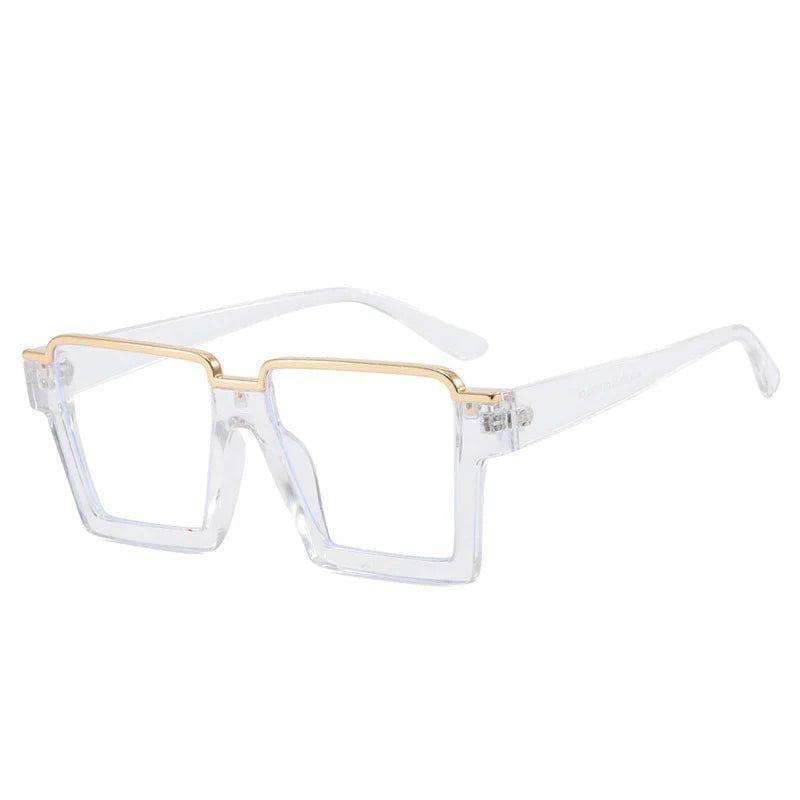 Vintage-Inspired Semi-Metal Square Anti-Blue Light Glasses with Clear Lenses - Lucid Fantasy 