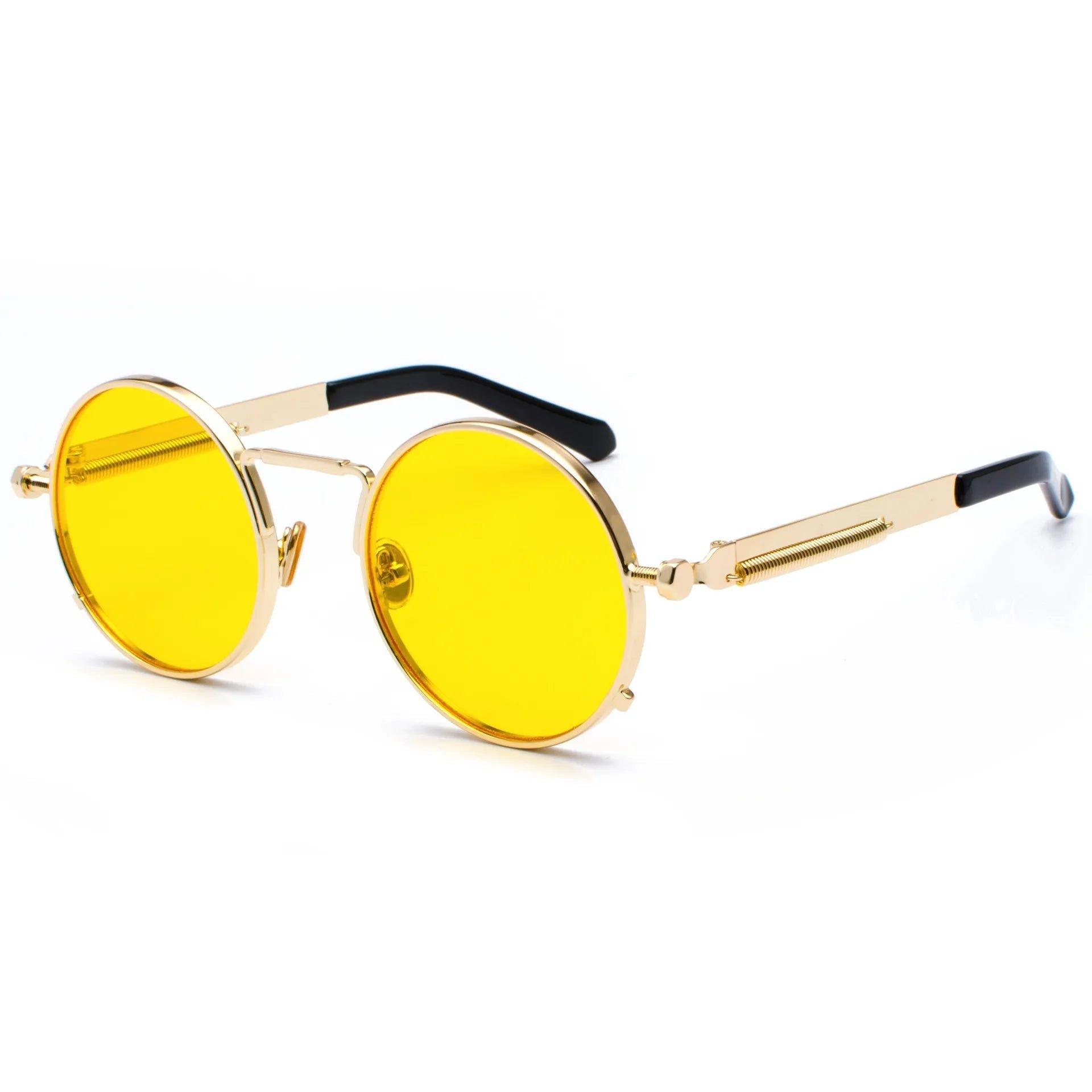 Vintage-Inspired Steampunk Sunglasses with UV400 Protection and Unique Spring Design - Lucid Fantasy 