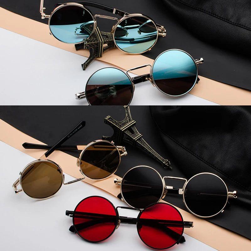 Vintage-Inspired Steampunk Sunglasses with UV400 Protection and Unique Spring Design - Lucid Fantasy 