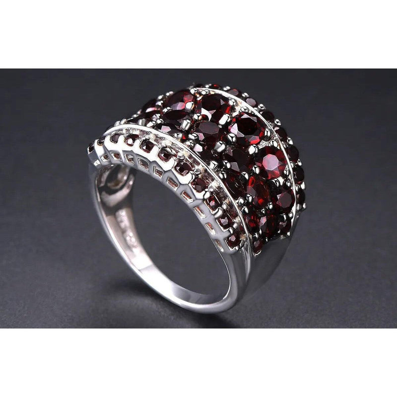 Vintage-Inspired Sterling Silver Garnet Ring with 5.5ct Gemstone Elegance - Lucid Fantasy 