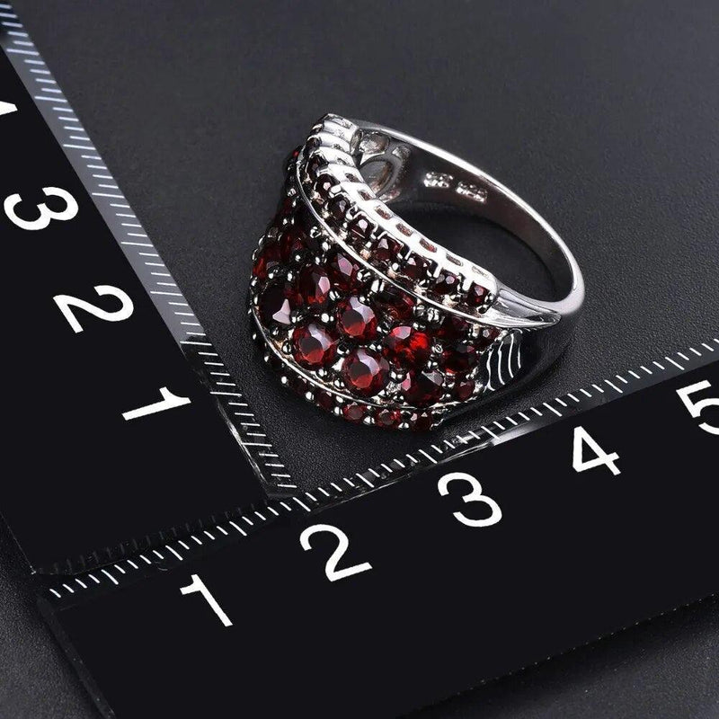 Vintage-Inspired Sterling Silver Garnet Ring with 5.5ct Gemstone Elegance - Lucid Fantasy 