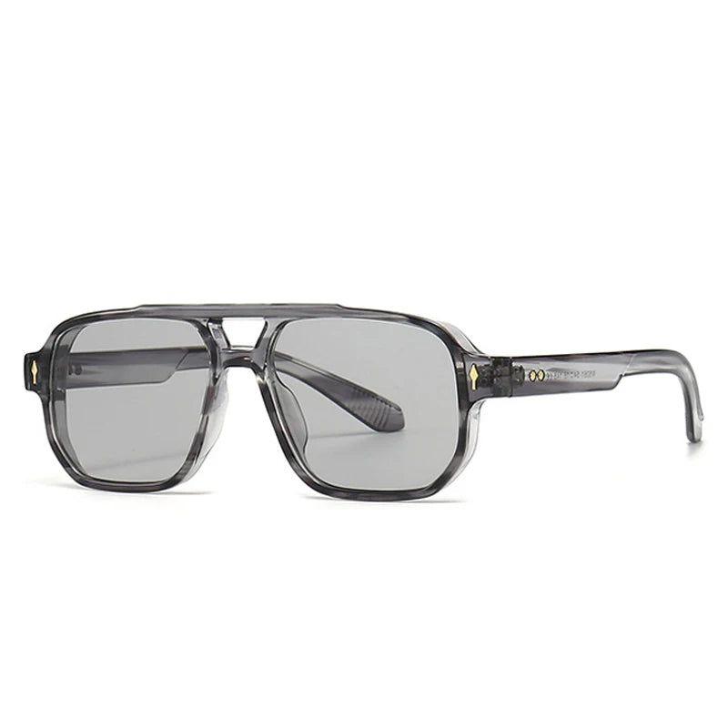 Vintage Rivet-Detail Square Sunglasses with UV400 Protection - Lucid Fantasy 