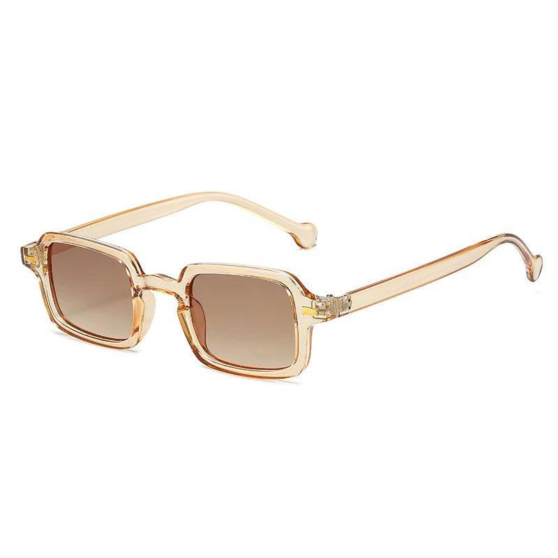 Vintage Rivet-Embellished Rectangle Sunglasses with UV400 Protection - Lucid Fantasy 