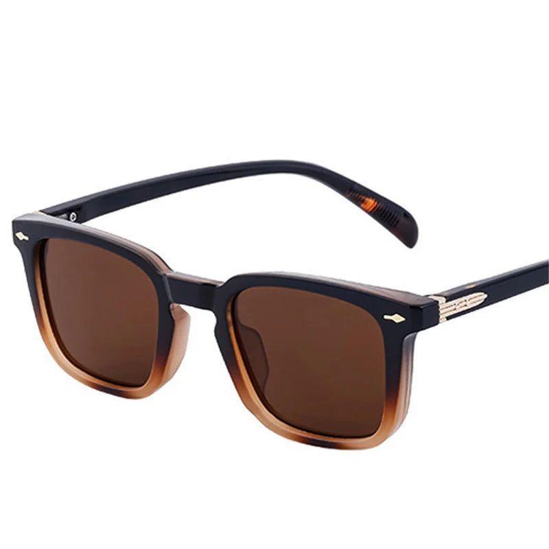 Vintage Riveted Square UV400 Driving Sunglasses - Stylish Retro Fashion Shades - Lucid Fantasy 