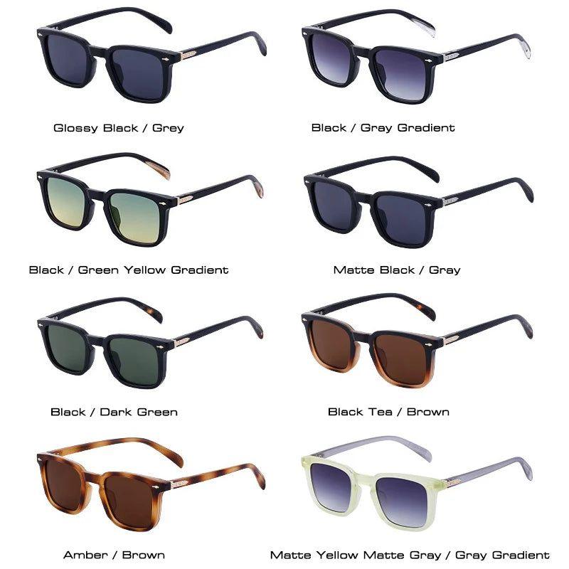 Vintage Riveted Square UV400 Driving Sunglasses - Stylish Retro Fashion Shades - Lucid Fantasy 